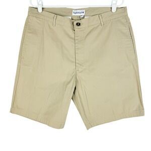 Saddlebred Men's Flat Front Slash Pockets Stretch Khaki Chino Shorts Size 36W